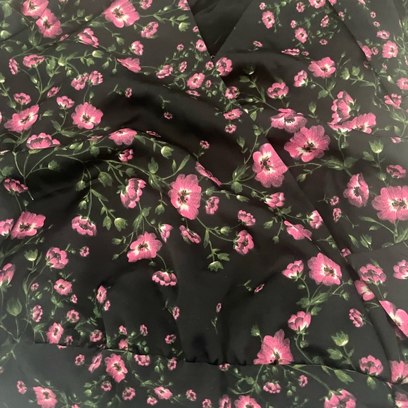 Banana Republic Black Dress Top with Pink Floral Print - Picture 2 of 3